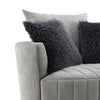 Hedy Swivel Accent Chair | Faux Fur Pillow | Light Gray Channeled Fabric