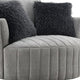 Hedy Swivel Accent Chair | Faux Fur Pillow | Light Gray Channeled Fabric
