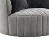 Hedy Swivel Accent Chair | Faux Fur Pillow | Light Gray Channeled Fabric