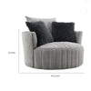 Hedy Swivel Accent Chair | Faux Fur Pillow | Light Gray Channeled Fabric
