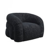 Savio Swivel Accent Chair | Sculpted Curved Design | Black Boucle Fabric
