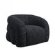 Savio Swivel Accent Chair | Sculpted Curved Design | Black Boucle Fabric