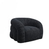 Savio Swivel Accent Chair | Sculpted Curved Design | Black Boucle Fabric