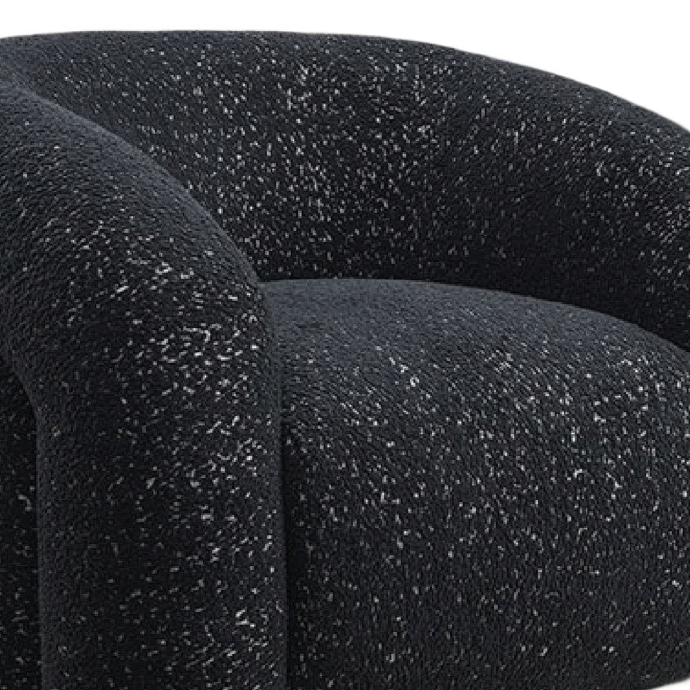 Savio Swivel Accent Chair | Sculpted Curved Design | Black Boucle Fabric