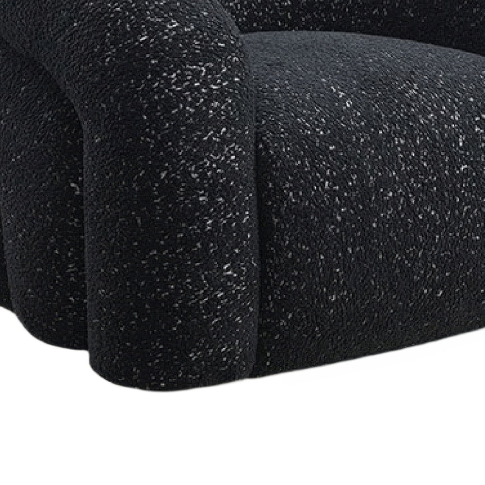 Savio Swivel Accent Chair | Sculpted Curved Design | Black Boucle Fabric