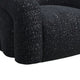 Savio Swivel Accent Chair | Sculpted Curved Design | Black Boucle Fabric