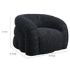Savio Swivel Accent Chair | Sculpted Curved Design | Black Boucle Fabric
