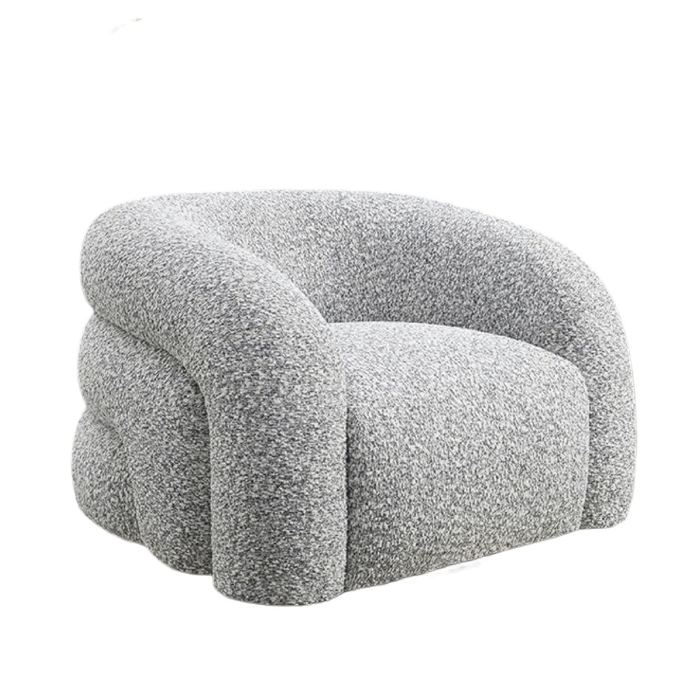 Savio Swivel Accent Chair | Sculpted Curved Design | Gray Boucle Fabric