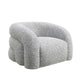 Savio Swivel Accent Chair | Sculpted Curved Design | Gray Boucle Fabric