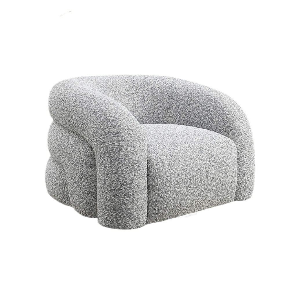 Savio Swivel Accent Chair | Sculpted Curved Design | Gray Boucle Fabric