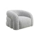 Savio Swivel Accent Chair | Sculpted Curved Design | Gray Boucle Fabric