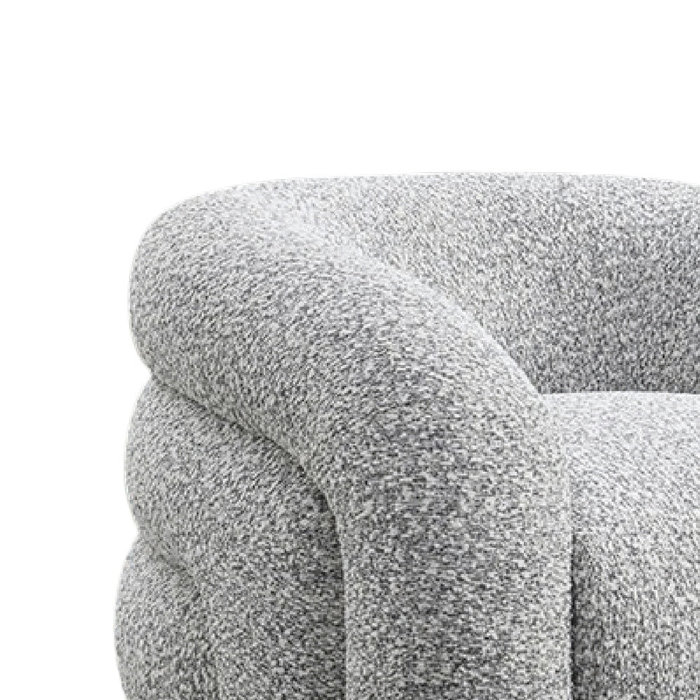 Savio Swivel Accent Chair | Sculpted Curved Design | Gray Boucle Fabric
