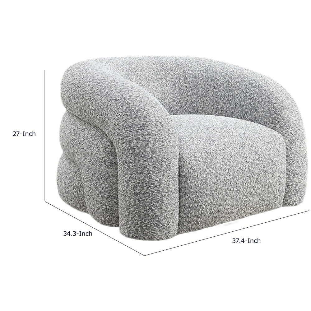 Savio Swivel Accent Chair | Sculpted Curved Design | Gray Boucle Fabric