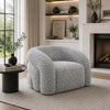 Savio Swivel Accent Chair | Sculpted Curved Design | Gray Boucle Fabric