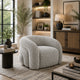 Savio Swivel Accent Chair | Sculpted Curved Design | Gray Boucle Fabric