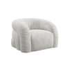 Savio Swivel Accent Chair | Sculpted Curved Design | White Boucle Fabric