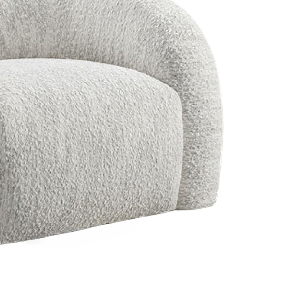Savio Swivel Accent Chair | Sculpted Curved Design | White Boucle Fabric