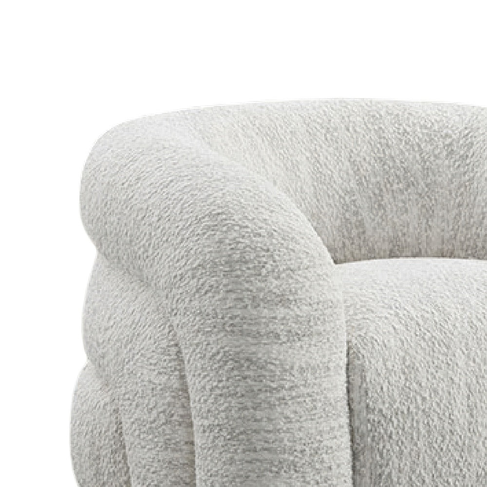 Savio Swivel Accent Chair | Sculpted Curved Design | White Boucle Fabric