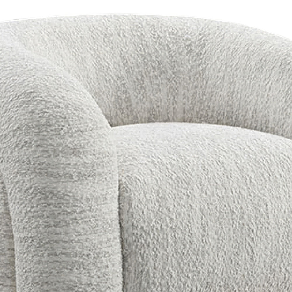 Savio Swivel Accent Chair | Sculpted Curved Design | White Boucle Fabric