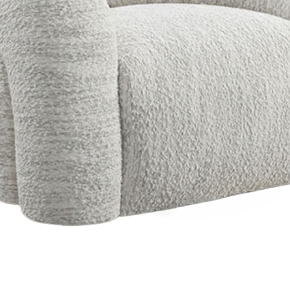 Savio Swivel Accent Chair | Sculpted Curved Design | White Boucle Fabric
