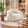 Savio Swivel Accent Chair | Sculpted Curved Design | White Boucle Fabric