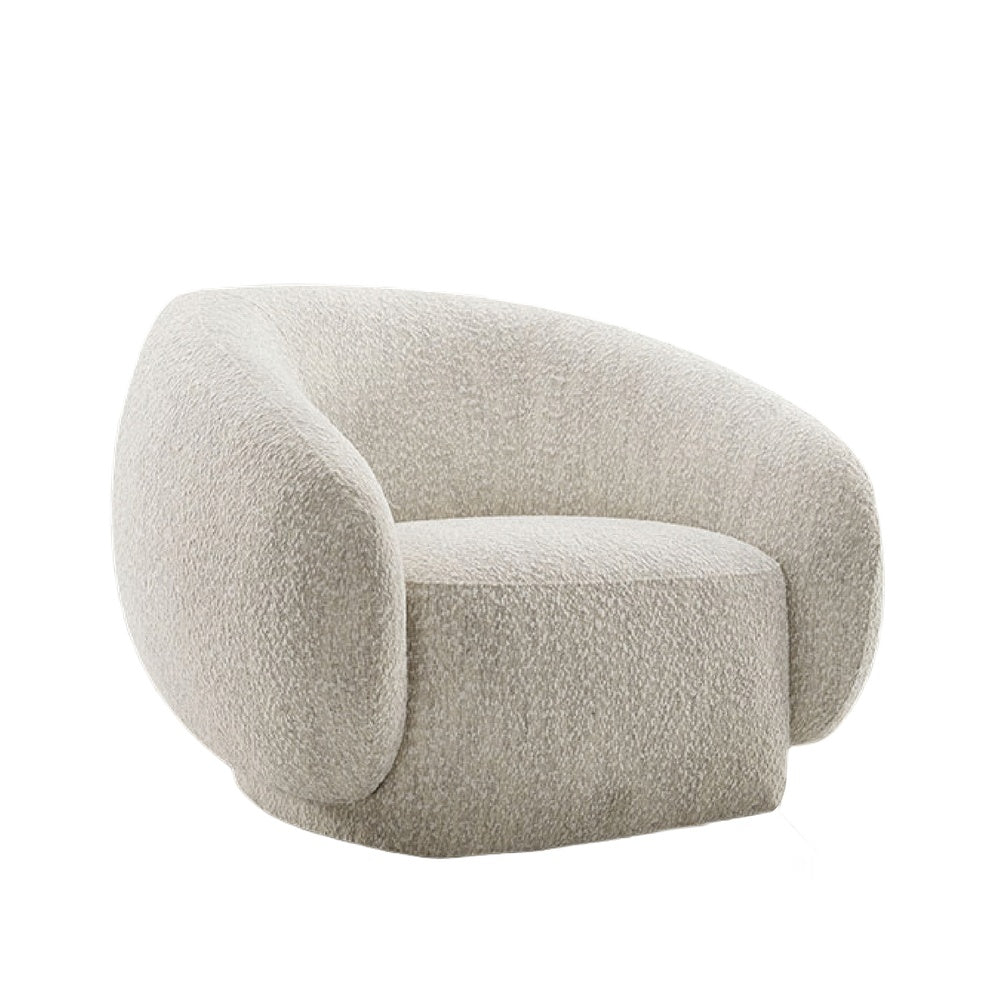 Freda Swivel Accent Chair with Sculpted Curved Profile | Beige Boucle