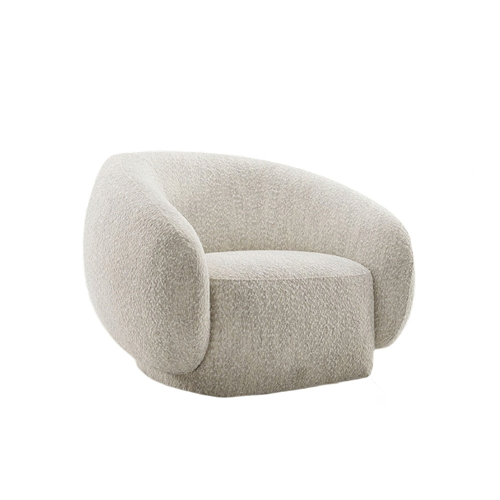 Freda Swivel Accent Chair with Sculpted Curved Profile | Beige Boucle