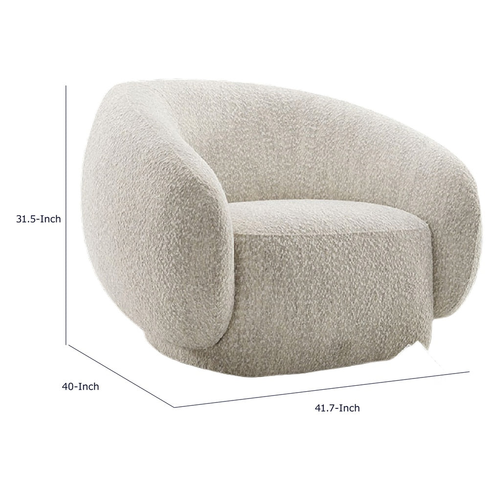 Freda Swivel Accent Chair with Sculpted Curved Profile | Beige Boucle