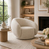 Freda Swivel Accent Chair with Sculpted Curved Profile | Beige Boucle