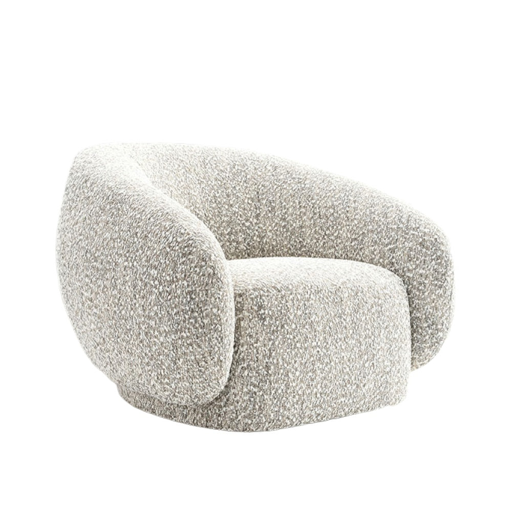 Freda Swivel Accent Chair with Sculpted Curved Profile | Brown Boucle