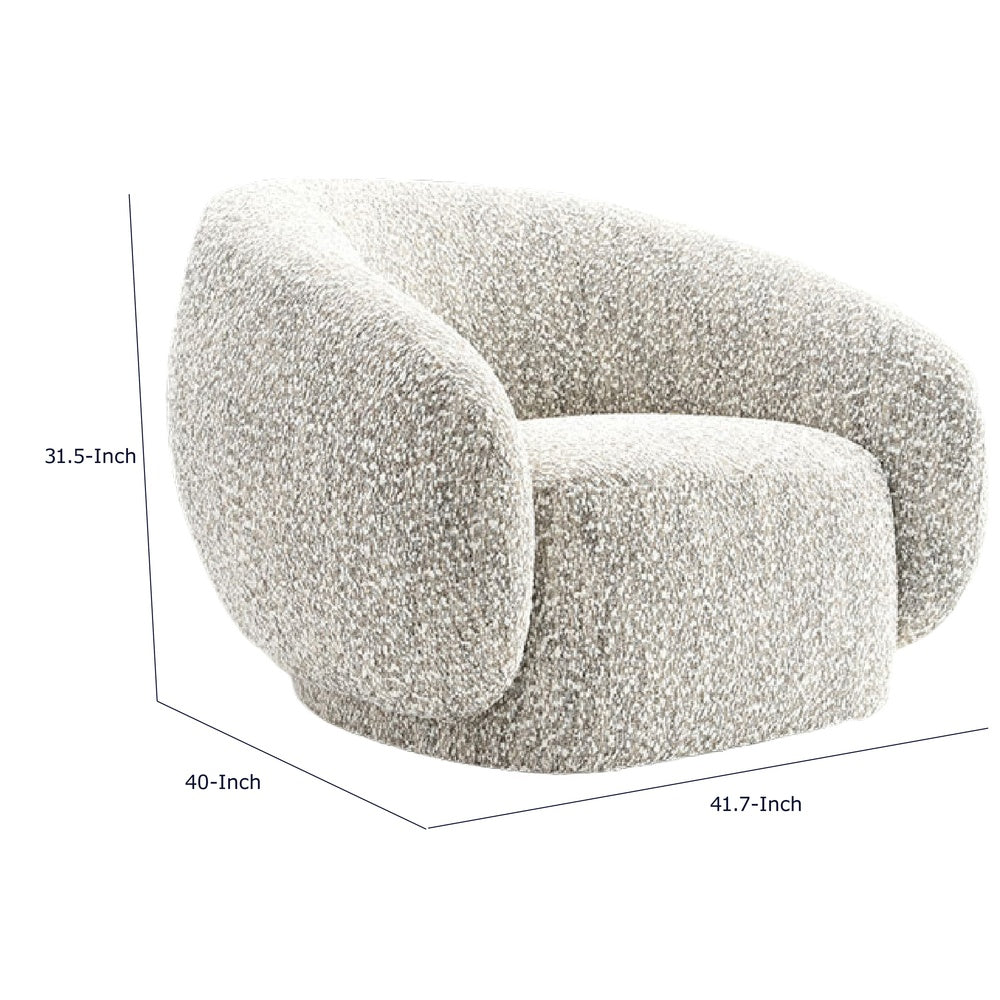 Freda Swivel Accent Chair with Sculpted Curved Profile | Brown Boucle