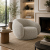 Freda Swivel Accent Chair with Sculpted Curved Profile | Brown Boucle