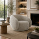 Freda Swivel Accent Chair with Sculpted Curved Profile | Brown Boucle
