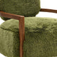 Emery Accent Chair with Wooden Arms Sculptural Design | Green Faux Fur