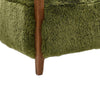 Emery Accent Chair with Wooden Arms Sculptural Design | Green Faux Fur