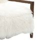 Emery Accent Chair with Wooden Arms Sculptural Design | White Faux Fur