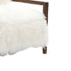 Emery Accent Chair with Wooden Arms Sculptural Design | White Faux Fur
