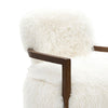 Emery Accent Chair with Wooden Arms Sculptural Design | White Faux Fur