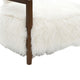 Emery Accent Chair with Wooden Arms Sculptural Design | White Faux Fur