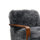 Lama Accent Chair with Wooden Arms | Retro Design | Charcoal Faux-Fur