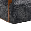 Lama Accent Chair with Wooden Arms | Retro Design | Charcoal Faux-Fur