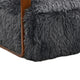 Lama Accent Chair with Wooden Arms | Retro Design | Charcoal Faux-Fur