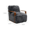 Lama Accent Chair with Wooden Arms | Retro Design | Charcoal Faux-Fur