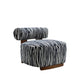 Niya Zebra Accent Chair with Cylindrical Backrest | Blue-White Chenille