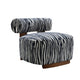 Niya Zebra Accent Chair with Cylindrical Backrest | Blue-White Chenille