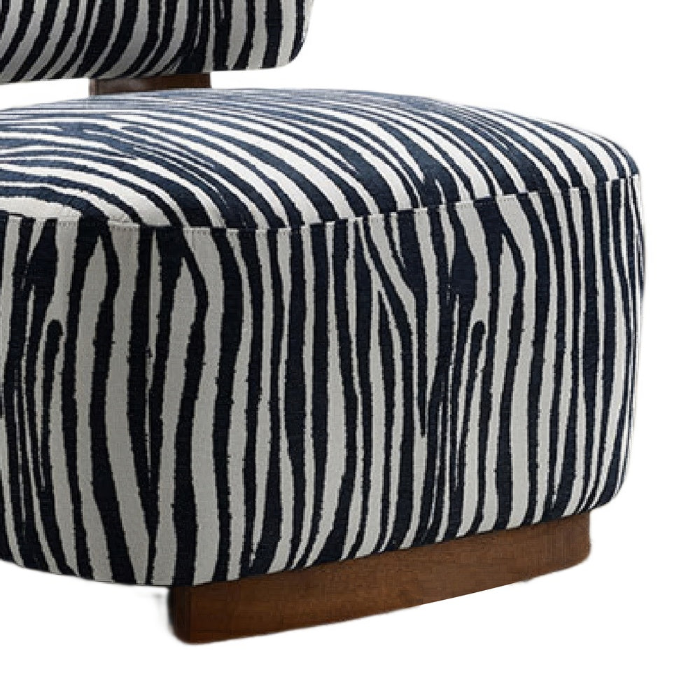 Niya Zebra Accent Chair with Cylindrical Backrest | Blue-White Chenille