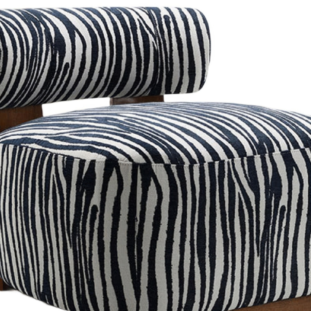 Niya Zebra Accent Chair with Cylindrical Backrest | Blue-White Chenille