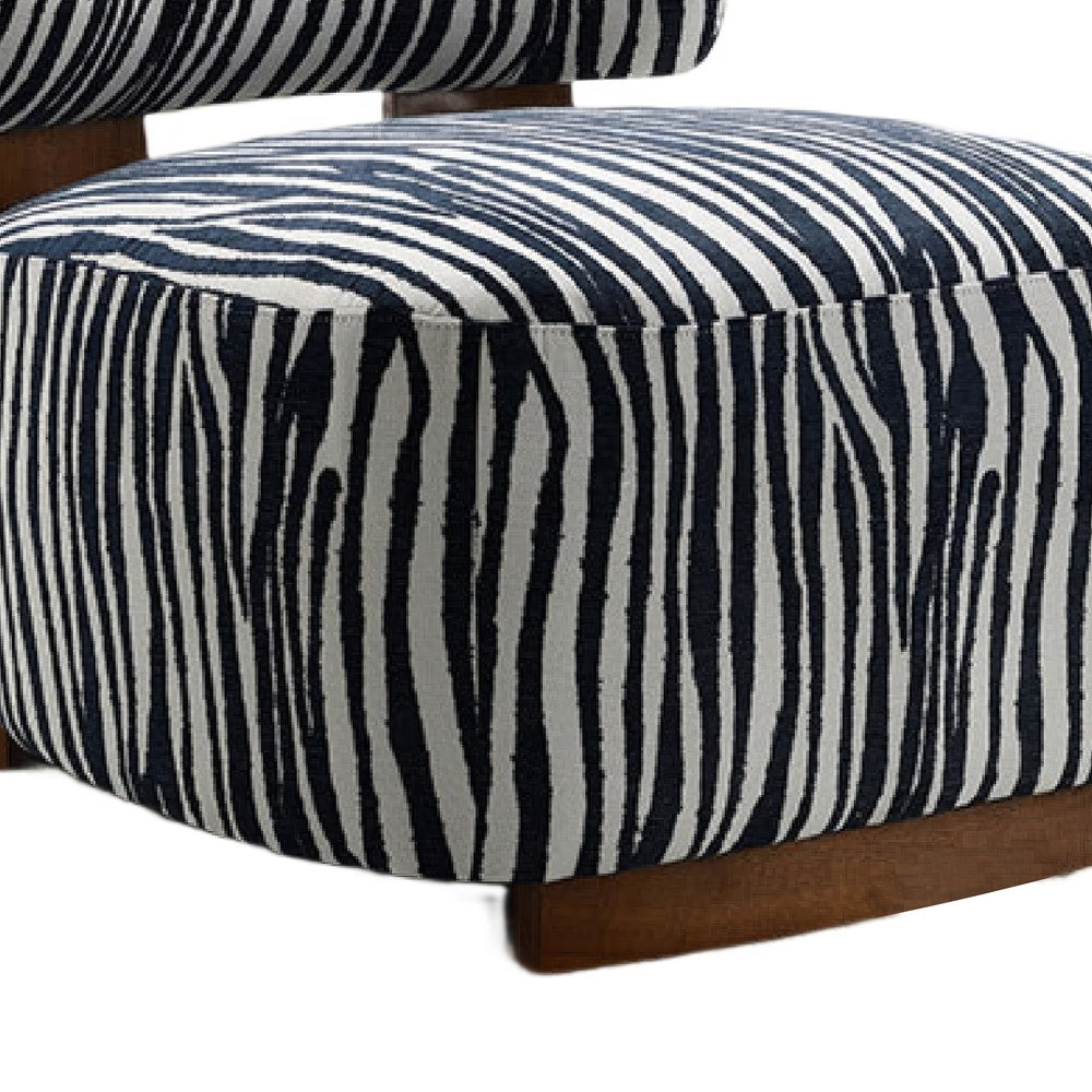 Niya Zebra Accent Chair with Cylindrical Backrest | Blue-White Chenille