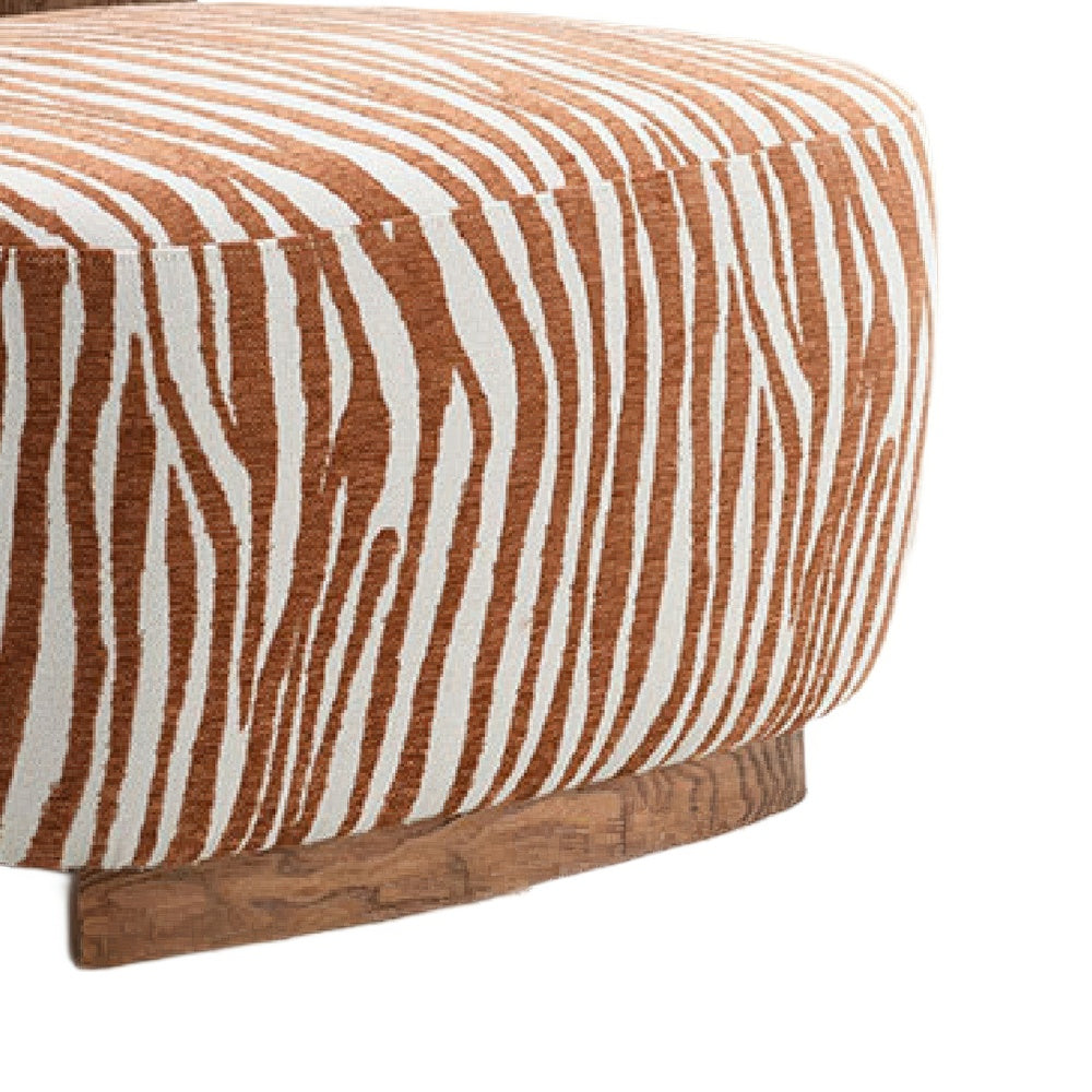Niya Zebra Accent Chair | Cylindrical Backrest | Orange-White Chenille