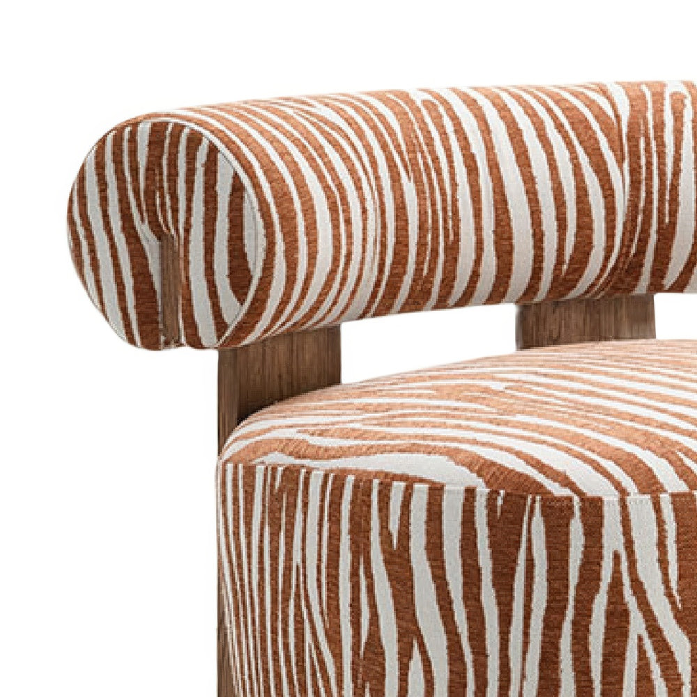 Niya Zebra Accent Chair | Cylindrical Backrest | Orange-White Chenille